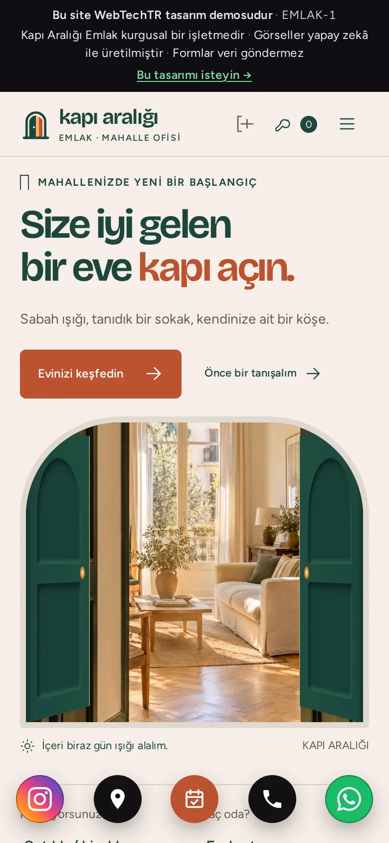 Kapı Aralığı Emlak tasarımının telefon görünümü (Emlak)