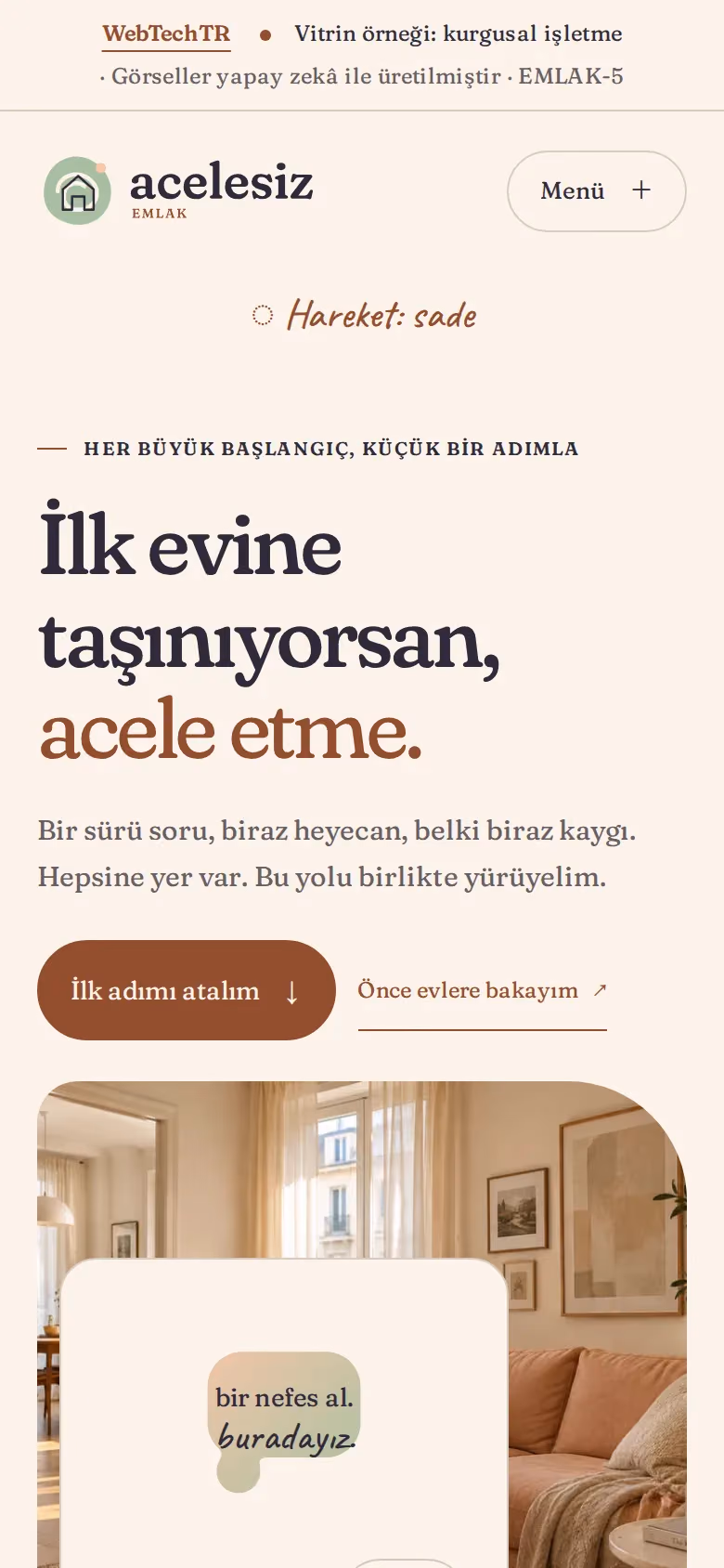 Acelesiz Emlak tasarımının telefon görünümü (Emlak)