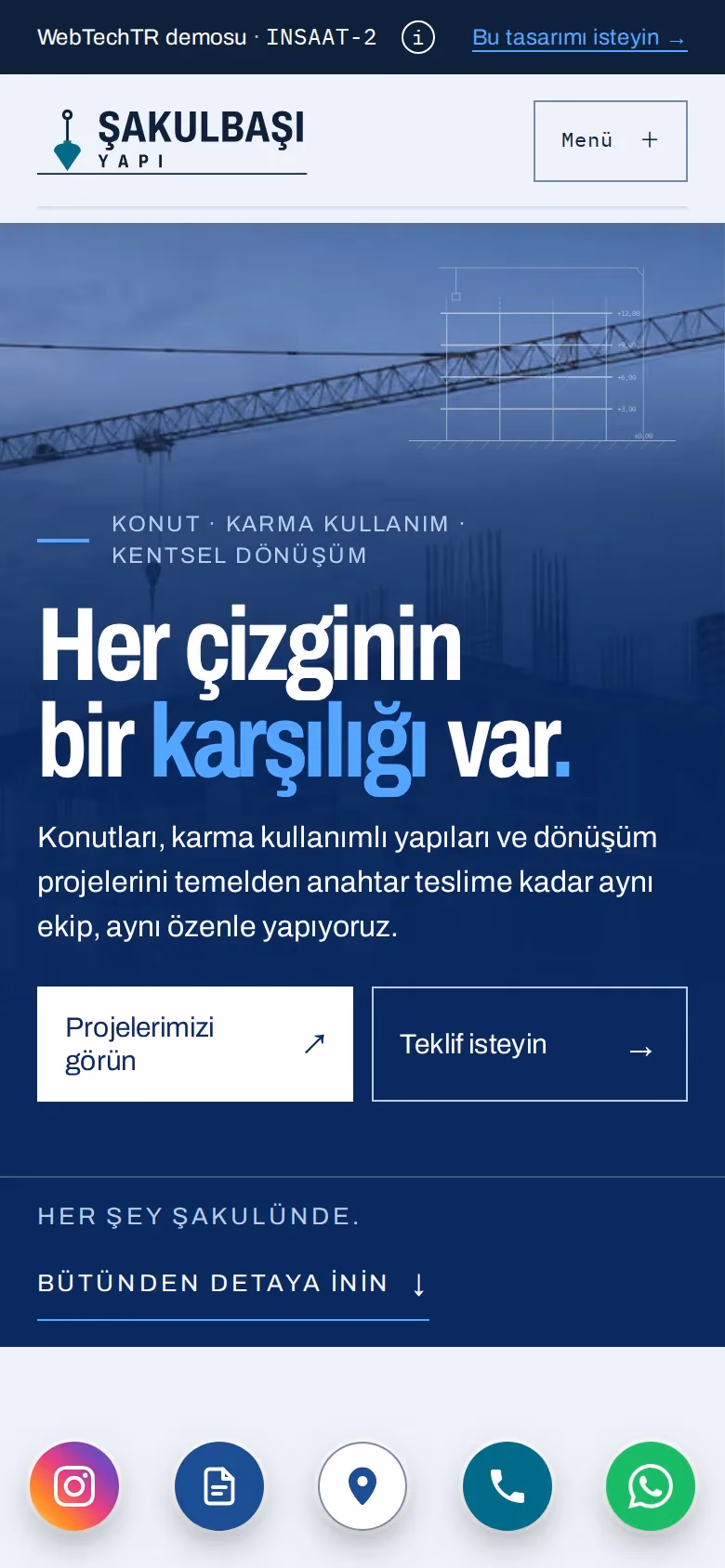 Şakulbaşı Yapı tasarımının telefon görünümü (İnşaat)
