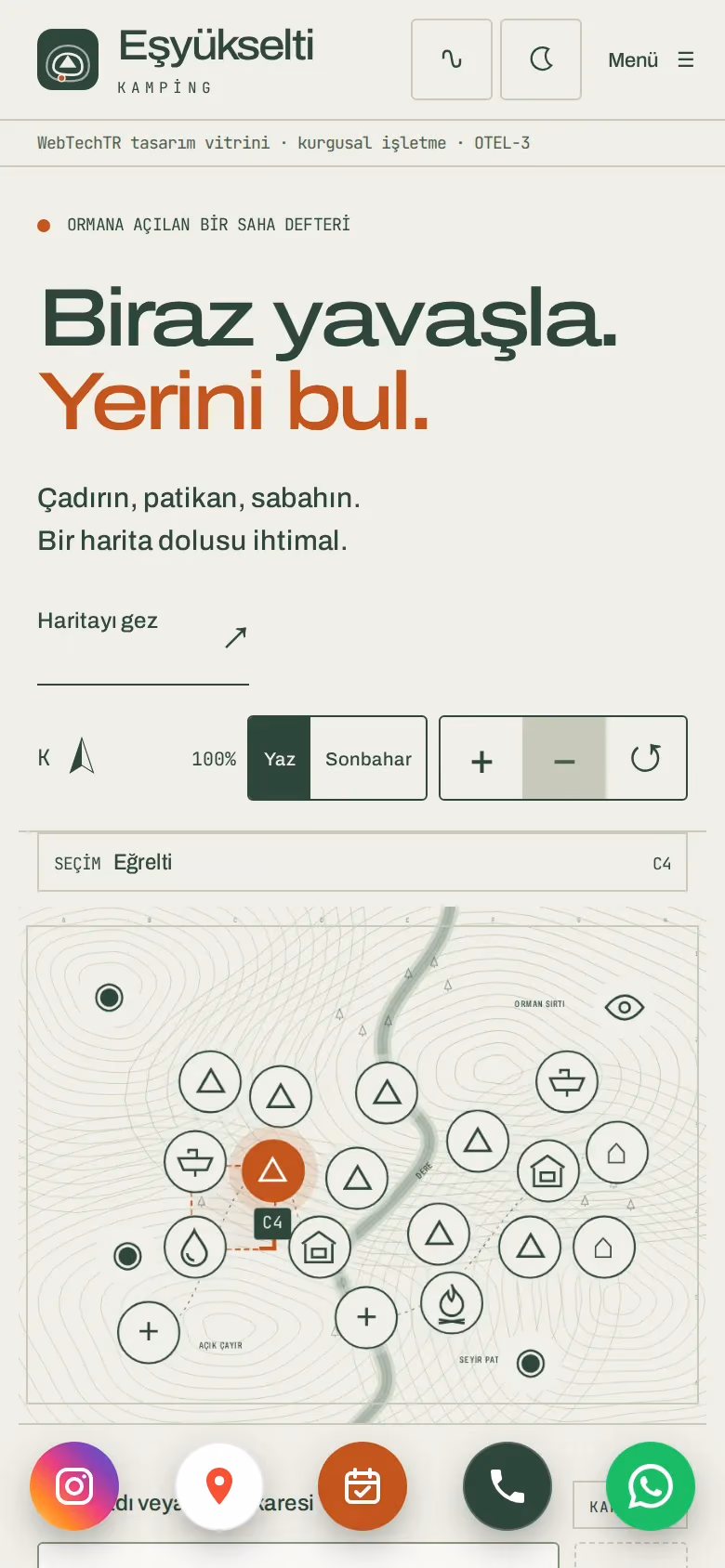 Eşyükselti Kamping tasarımının telefon görünümü (Otel)