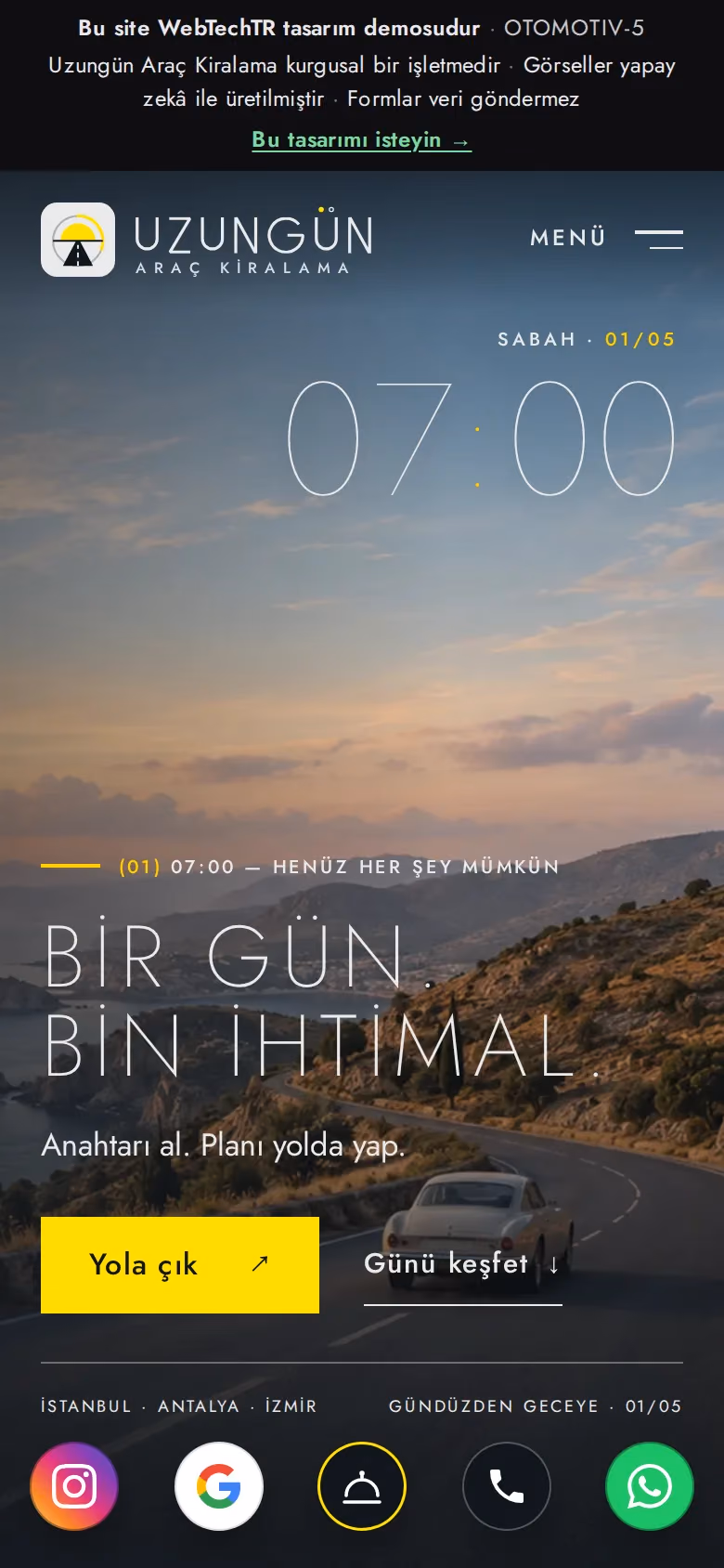 Uzungün Araç Kiralama tasarımının telefon görünümü (Otomotiv)