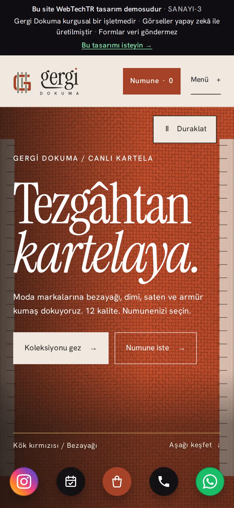 Gergi Dokuma tasarımının telefon görünümü (Sanayi)