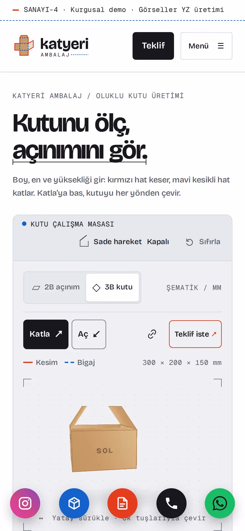 Katyeri Ambalaj tasarımının telefon görünümü (Sanayi)